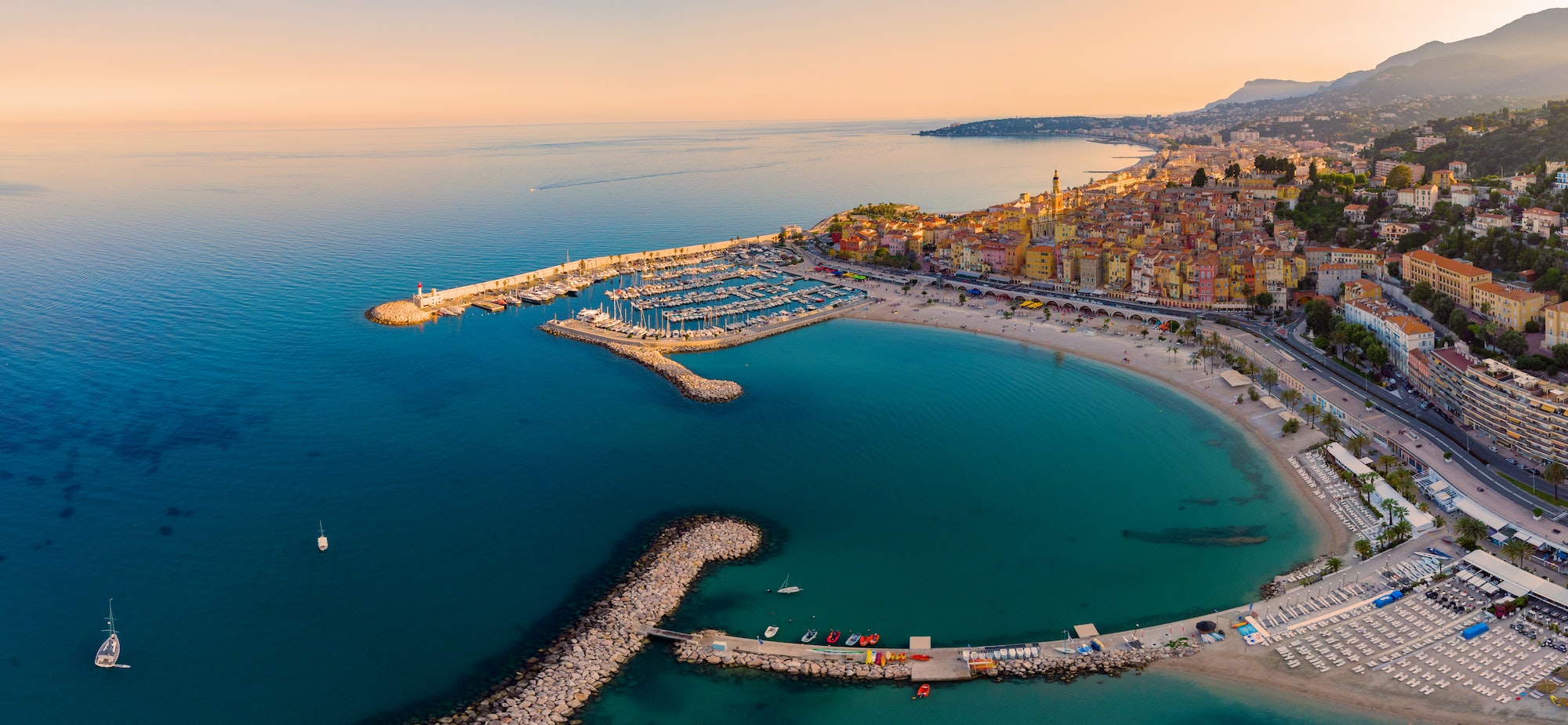 View on old part of Menton, Provence-Alpes-Cote d'Azur, France.